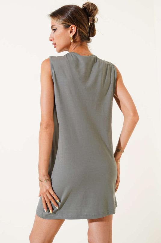 Ärmelloses Kleid in Rauchgrau