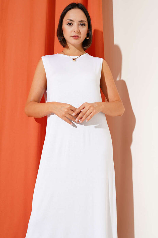 Sleeveless Long Basic Undershirt White