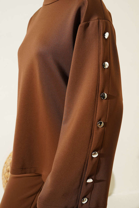 Combinaison de plongée deux pièces marron à manches boutonnées