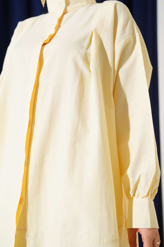 Tunique fendue à manches nouées en corde jaune