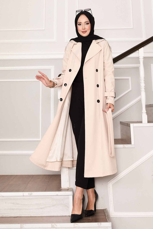 Trench Imperméable Long Avec Ceinture Aux Manches