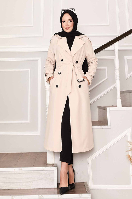 Trench Imperméable Long Avec Ceinture Aux Manches