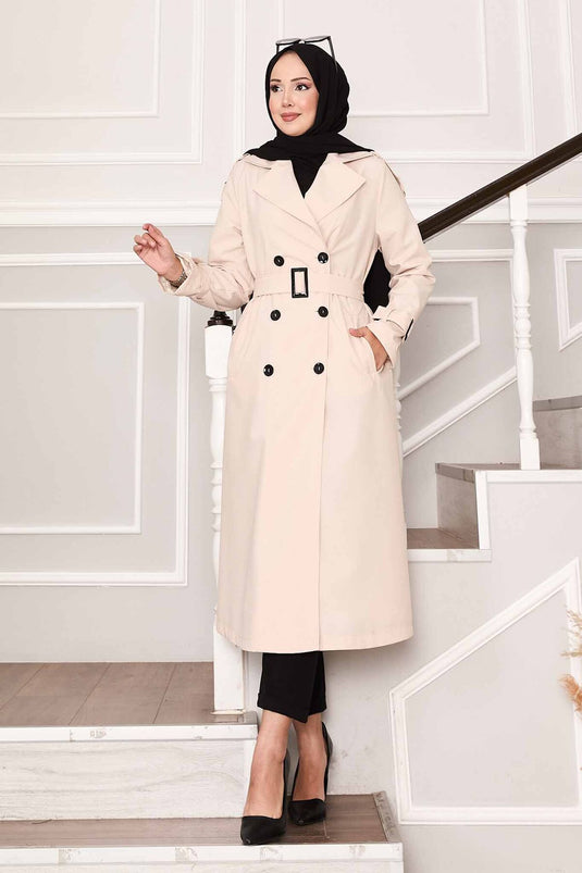 Trench Imperméable Long Avec Ceinture Aux Manches