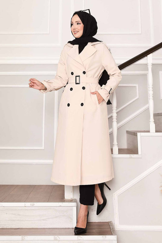 Trench Imperméable Long Avec Ceinture Aux Manches