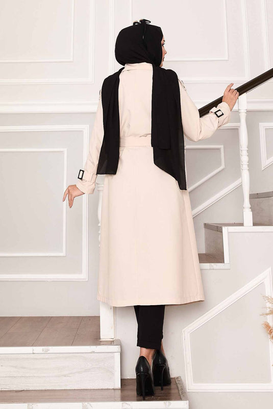 Trench Imperméable Long Avec Ceinture Aux Manches