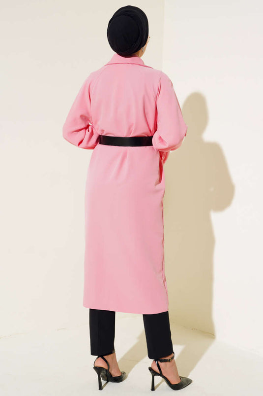 Pink Cap with Elastic Sleeves and Belt