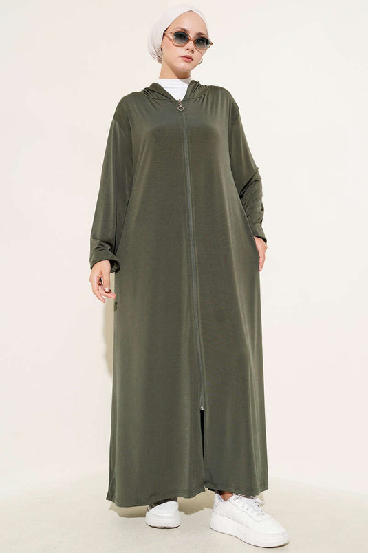 Kolu Lastikli Uzun Kap Haki