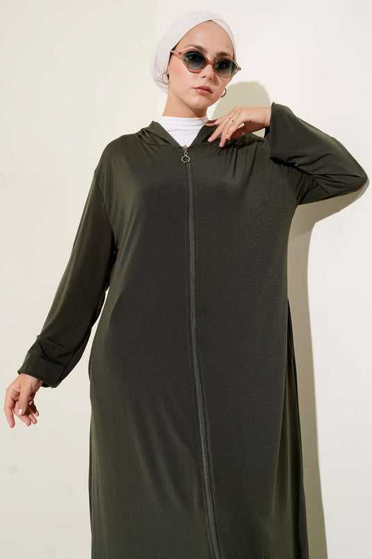 Kolu Lastikli Uzun Kap Haki