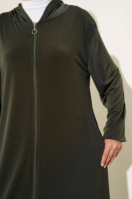 Kolu Lastikli Uzun Kap Haki