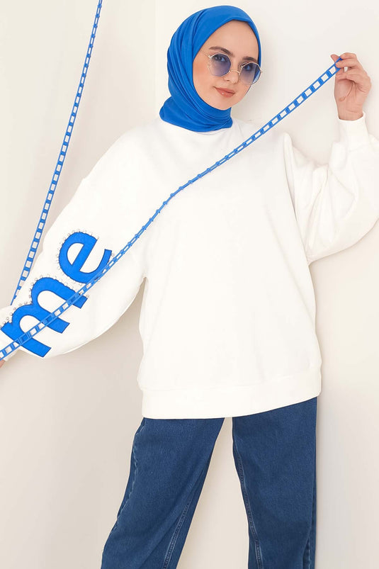 Embroidered Tunic with Sleeves Cream