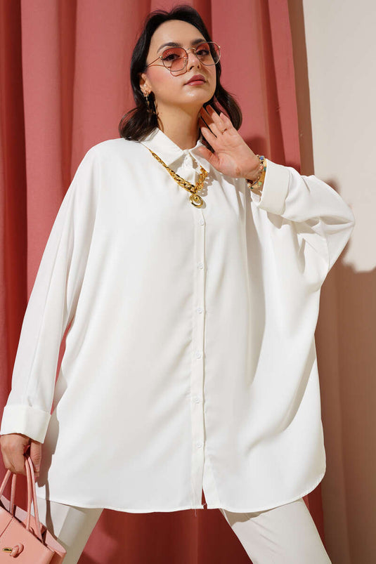 Batwing Bat Shirt Loose White