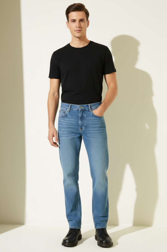 Men's Loose-Fitting Denim Trousers Blue
