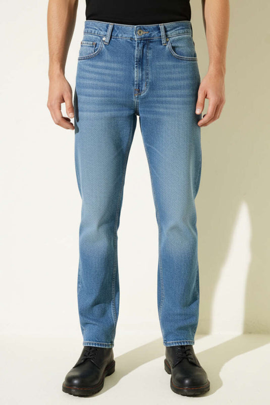 بنطال رجالي واسع كوت أزرق