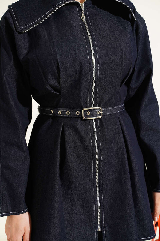 Set of Trousers with Zippered Cuffs Navy Blue