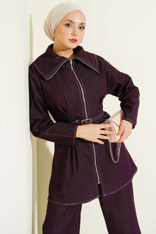 Jeanshose mit Reißverschluss-Set in Dunkelrot