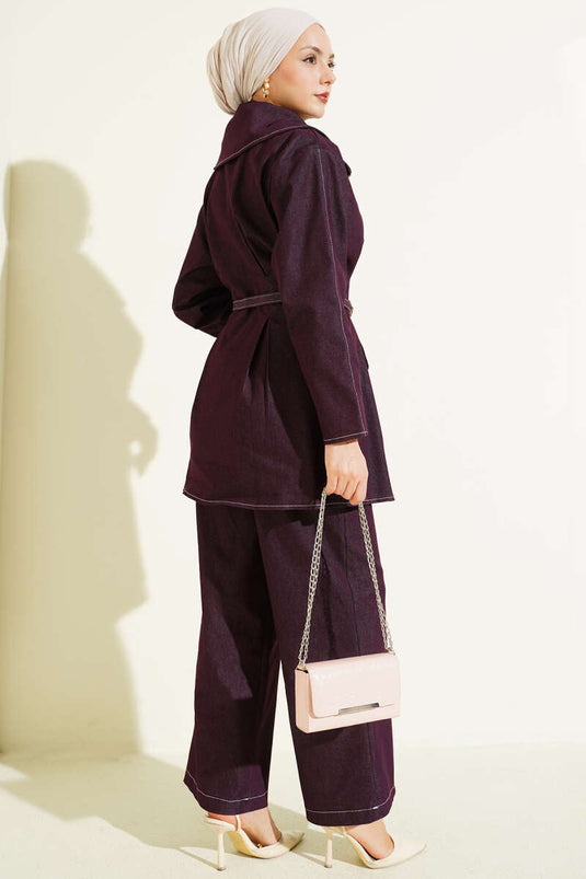 Jeanshose mit Reißverschluss-Set in Dunkelrot