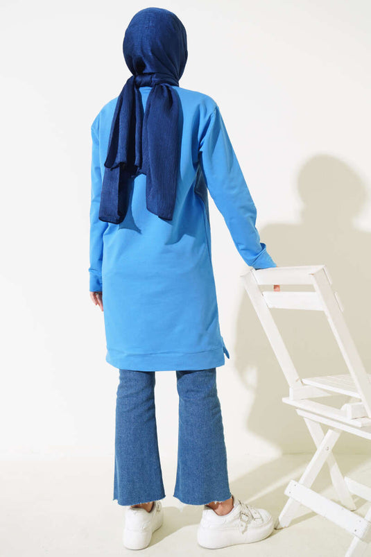 Kot Garni Detaylı Tunik Mavi