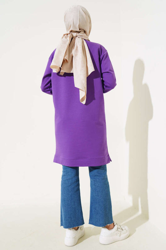 Kot Garni Detaylı Tunik Menekşe