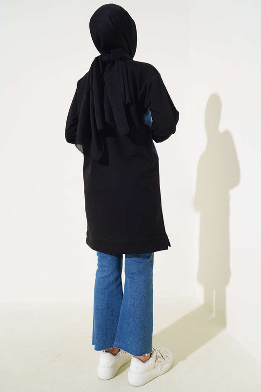 Kot Garni Detaylı Tunik Siyah