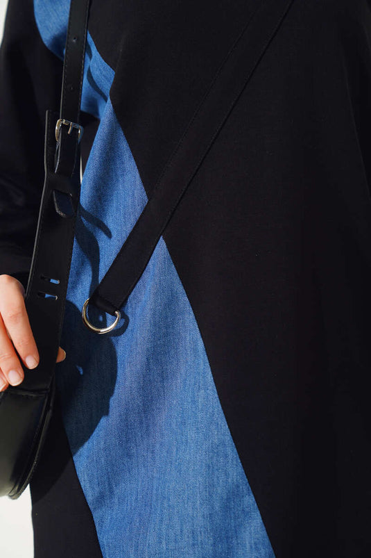 Kot Garni Detaylı Tunik Siyah