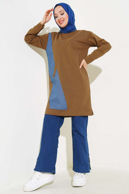 Kot Garni Detaylı Tunik Taba