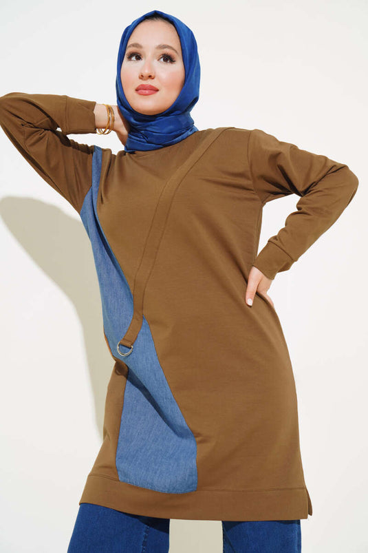 Kot Garni Detaylı Tunik Taba