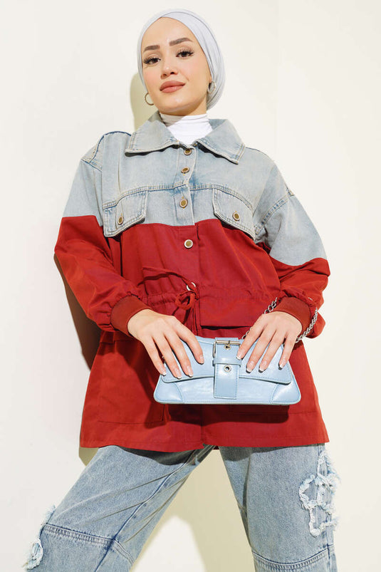 Cotton Garnili White Lined Jacket Pomegranate Flower