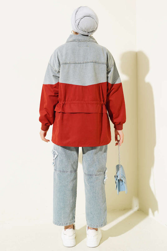 Cotton Garnili White Lined Jacket Pomegranate Flower