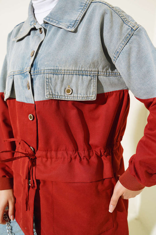 Cotton Garnili White Lined Jacket Pomegranate Flower