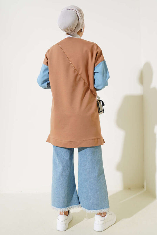 مثل Garnili ıki ıp Tunic Camel