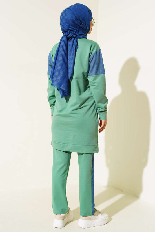 Kot Garnili Tunik İkili Takım Çağla Yeşili