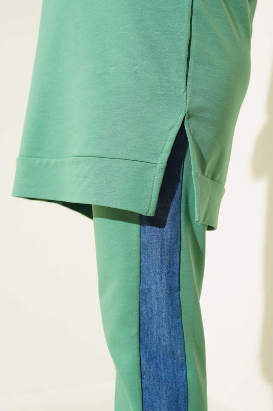 Kot Garnili Tunik İkili Takım Çağla Yeşili