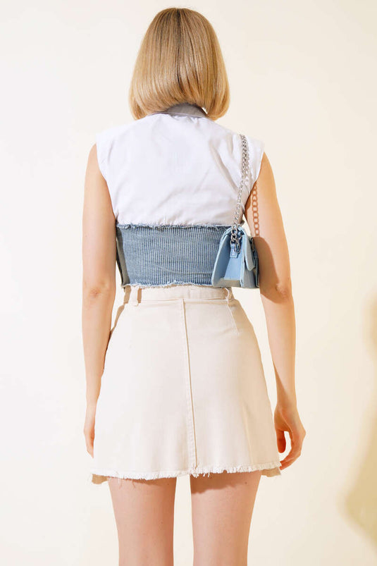 Kot Garnili Vatkalı Crop Çizgili