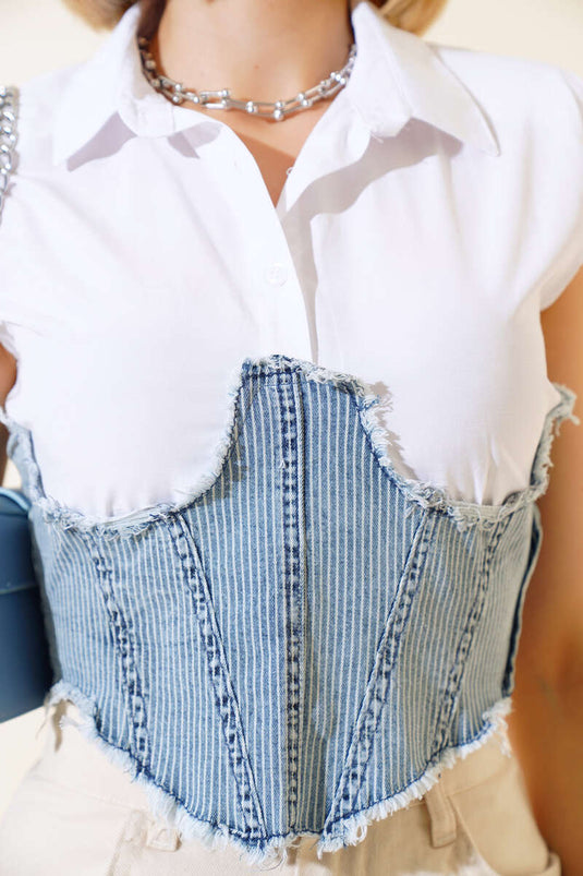 Kot Garnili Vatkalı Crop Çizgili