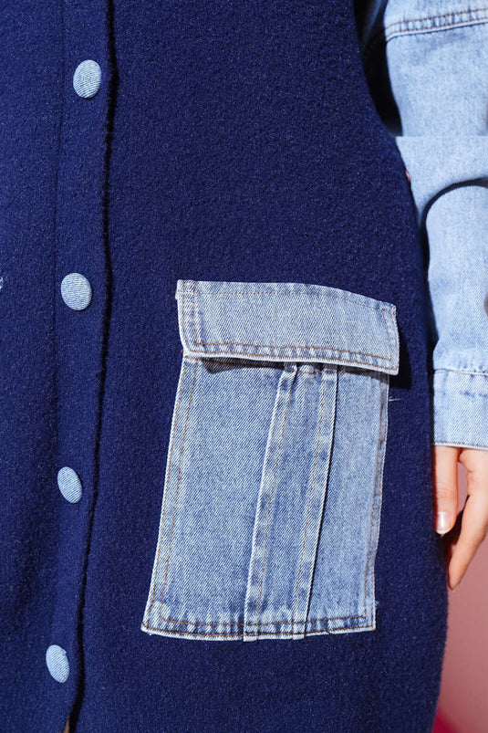 Navy Blue Cat Collar Angora Cardigan