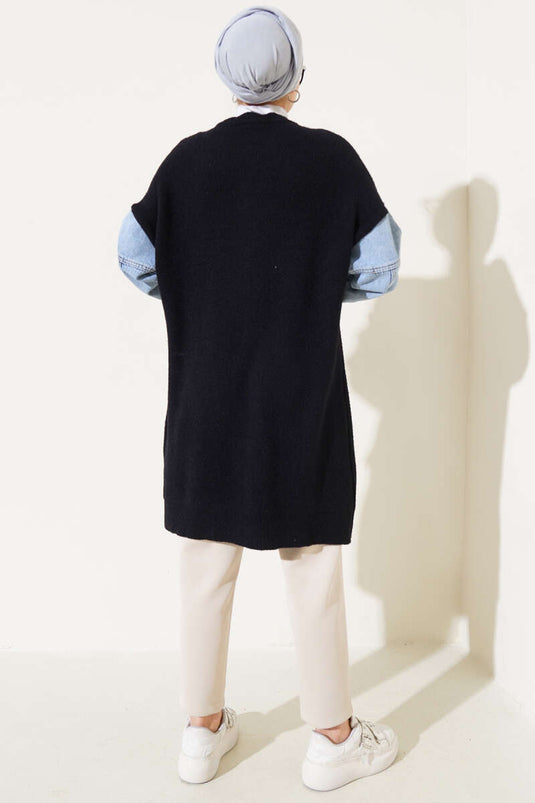 Cat Collar Angora Cardigan Black