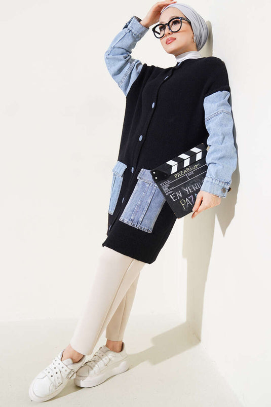 Cat Collar Angora Cardigan Black