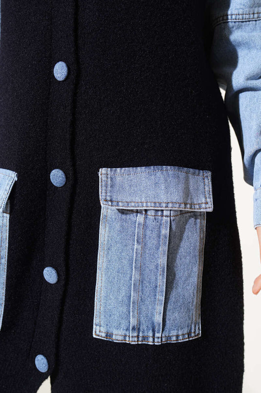 Cat Collar Angora Cardigan Black