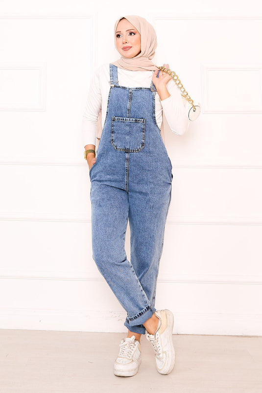 Kot Tulum Bahçıvan Salopet Mavi