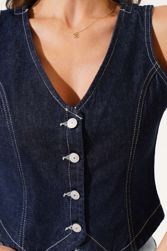 Denim Vest Navy Blue