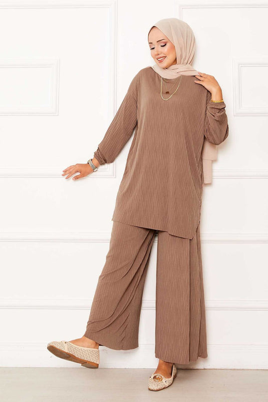 Ensemble deux pièces Sandy à motif Kraş Camel