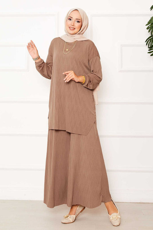 Ensemble deux pièces Sandy à motif Kraş Camel