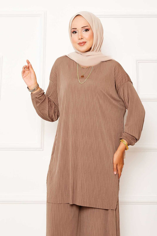 Ensemble deux pièces Sandy à motif Kraş Camel