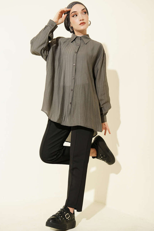 Crashed Oversize Shirt Smoke Gray