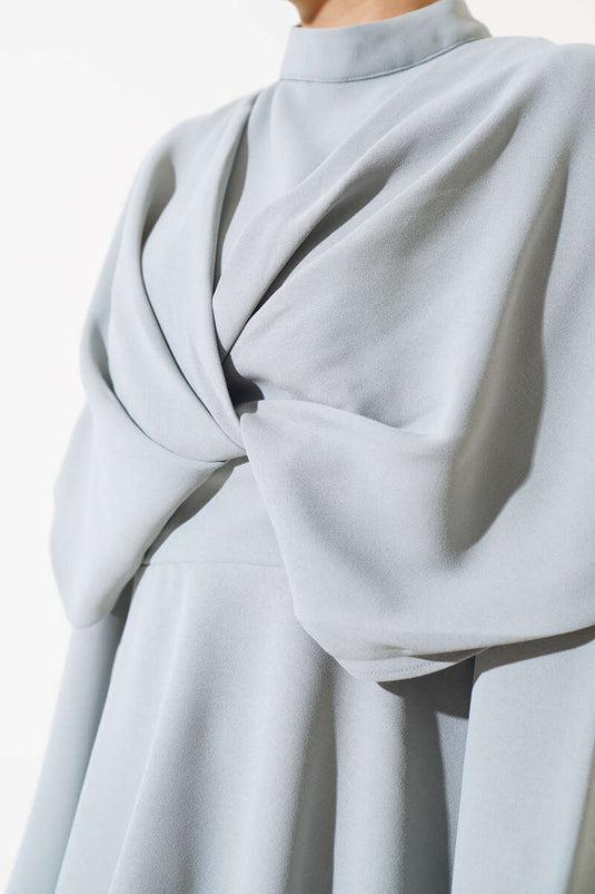 Gray Two-Piece Set with Crepe Skirt