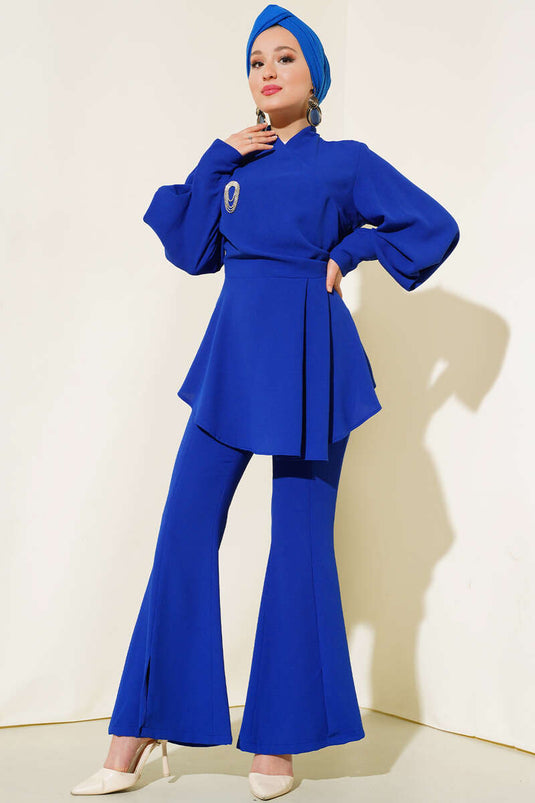 طقم مزدوج مع بنطلون كريب ساكس