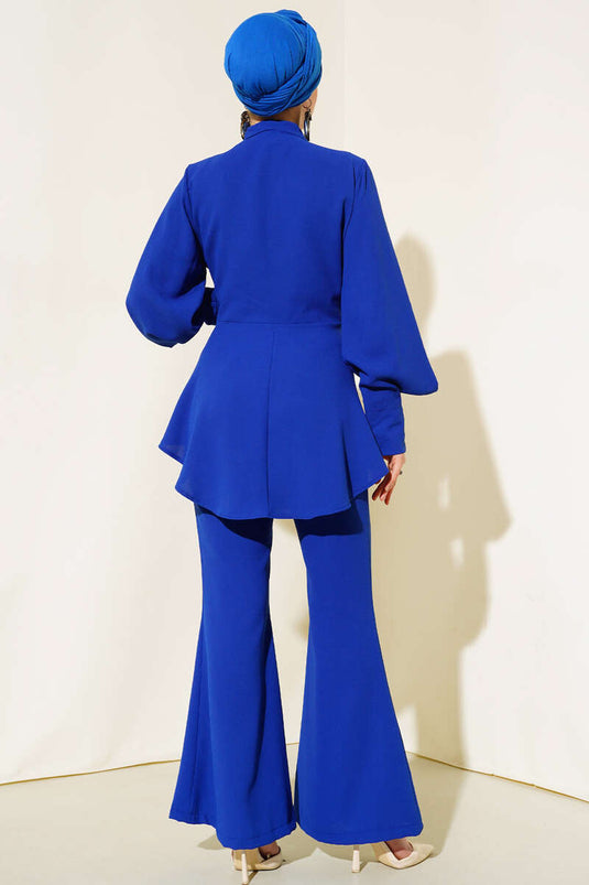 Crepe Pant Suit in Royal Blue