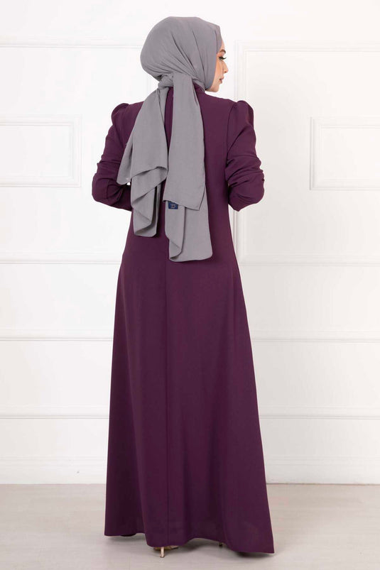 فستان سهرة كريب ستون بنفسجي