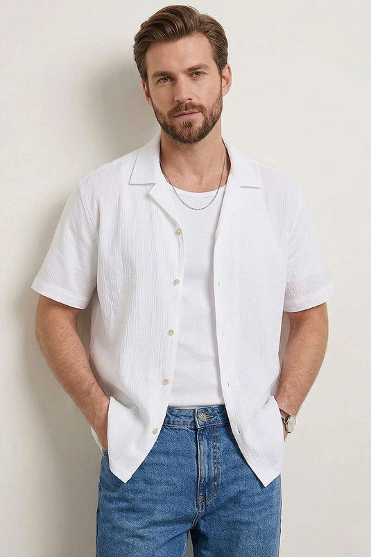 Chemise oversize Krinkıl pour homme blanche