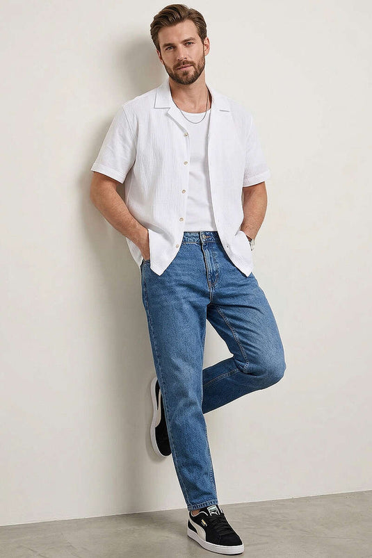 Chemise oversize Krinkıl pour homme blanche